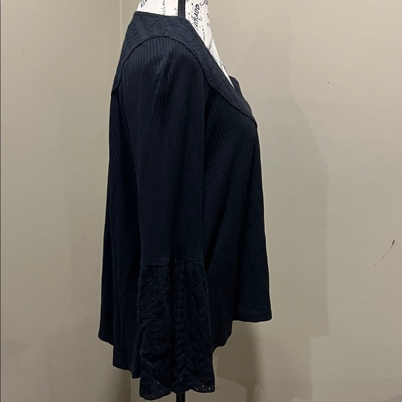 Free People Black Boho lace Blouse - Picture 6 of 7